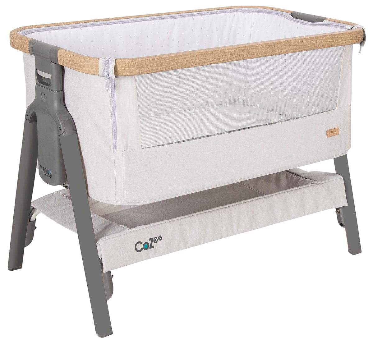 Tutti Bambini CoZee Bedside Crib - Oak / Sterling Silver - 211205-3596-USA