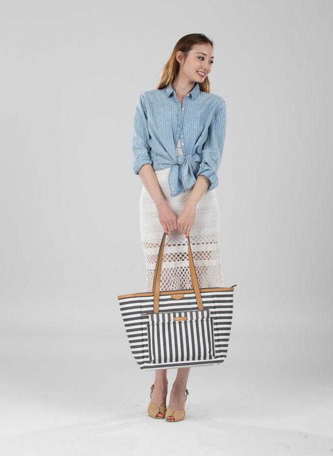 TWELVElittle Everyday Tote Diaper Bag - Grey Stripe - BG333SP
