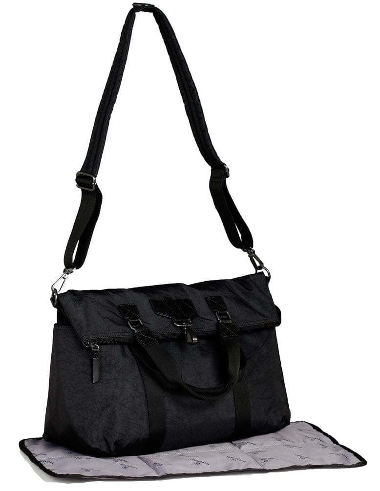 TWELVElittle Unisex Courage 3-in-1 Foldover Tote Diaper Bag - Black - BG105BL