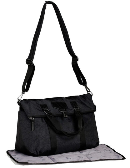 TWELVElittle Unisex Courage 3-in-1 Foldover Tote Diaper Bag - Black - BG105BL