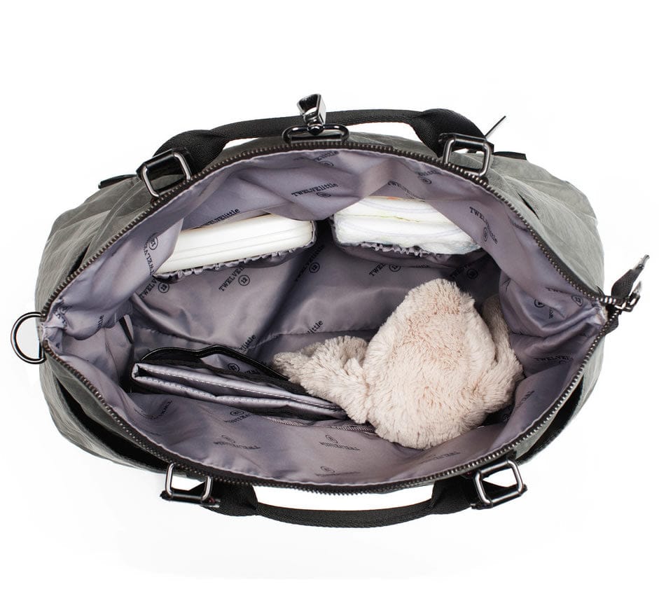 TWELVElittle Unisex Courage 3-in-1 Foldover Tote Diaper Bag - Black - BG105BL