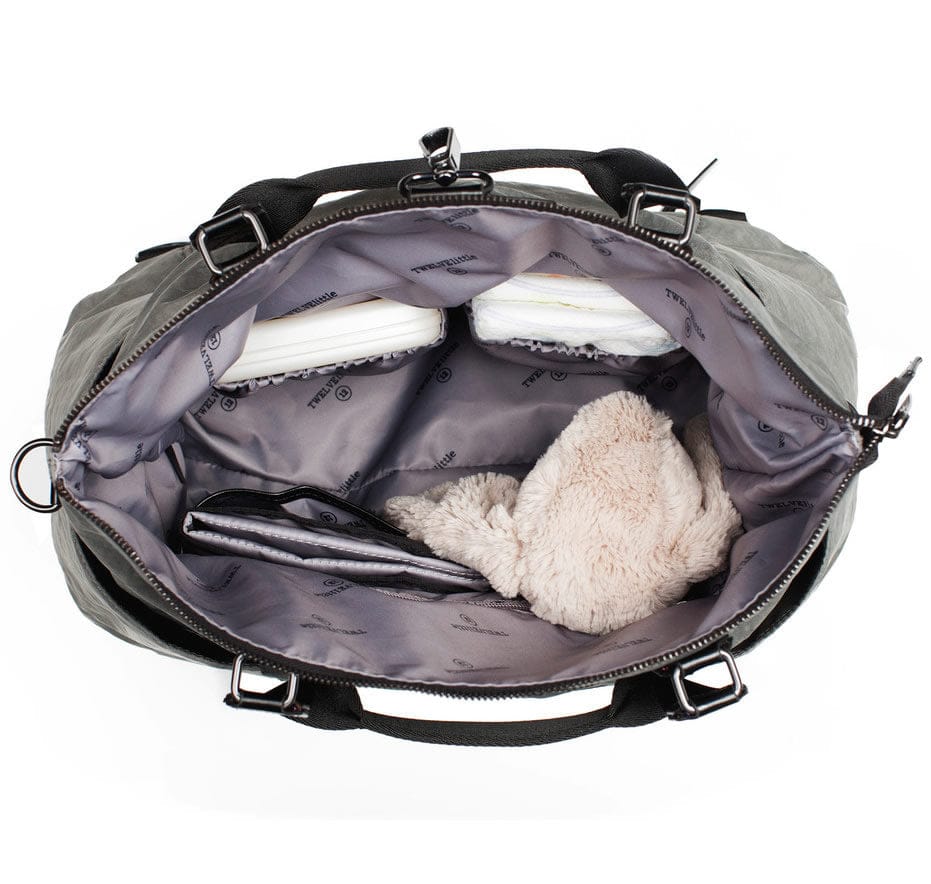 TWELVElittle Unisex Courage 3-in-1 Foldover Tote Diaper Bag - Grey - BG105GR