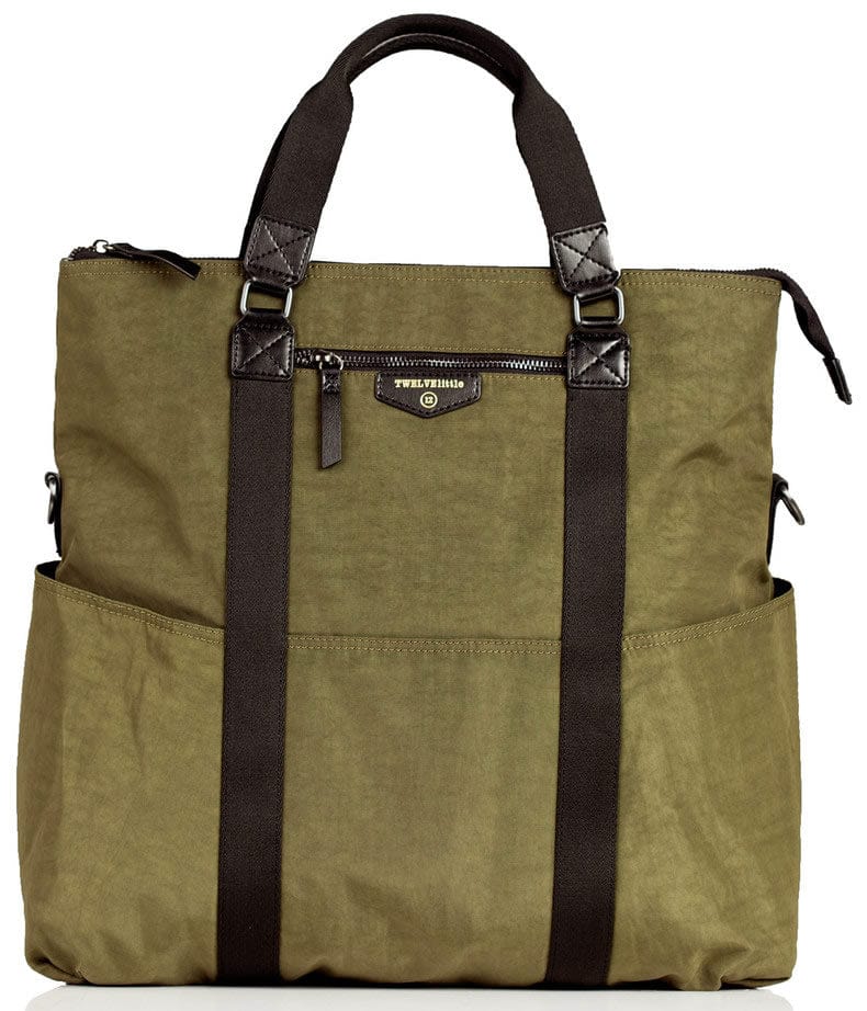 TWELVElittle Unisex Courage 3-in-1 Foldover Tote Diaper Bag - Olive - BG105OL