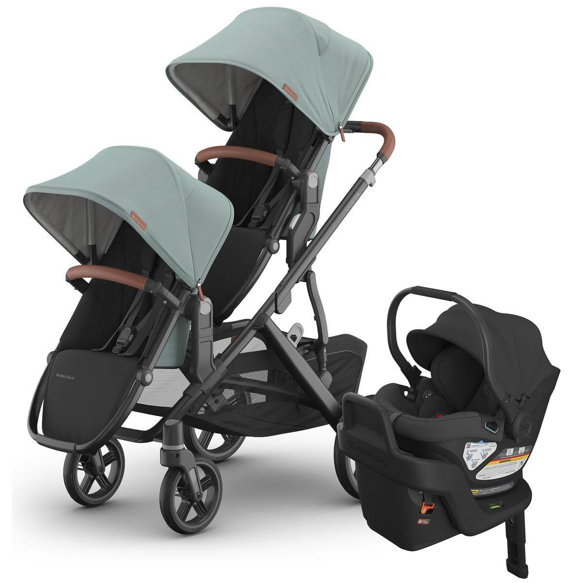 UPPAbaby Vista V3 Double Stroller with RumbleSeat V3 + Aria Travel System Bundle - Kenzi / Jake - DBL-V3-TRVL-ARIA-0303-VSO-NA-KNZ