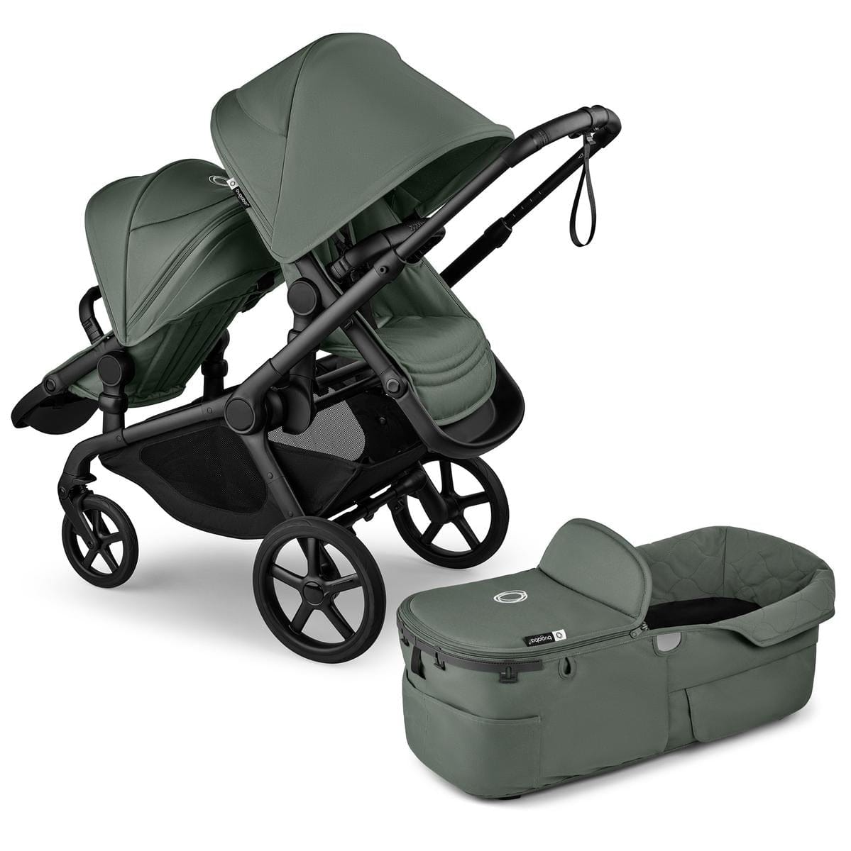 Bugaboo Kangaroo Double Stroller Bundle - Black / Forest Green / Forest Green - 100280035-100281024