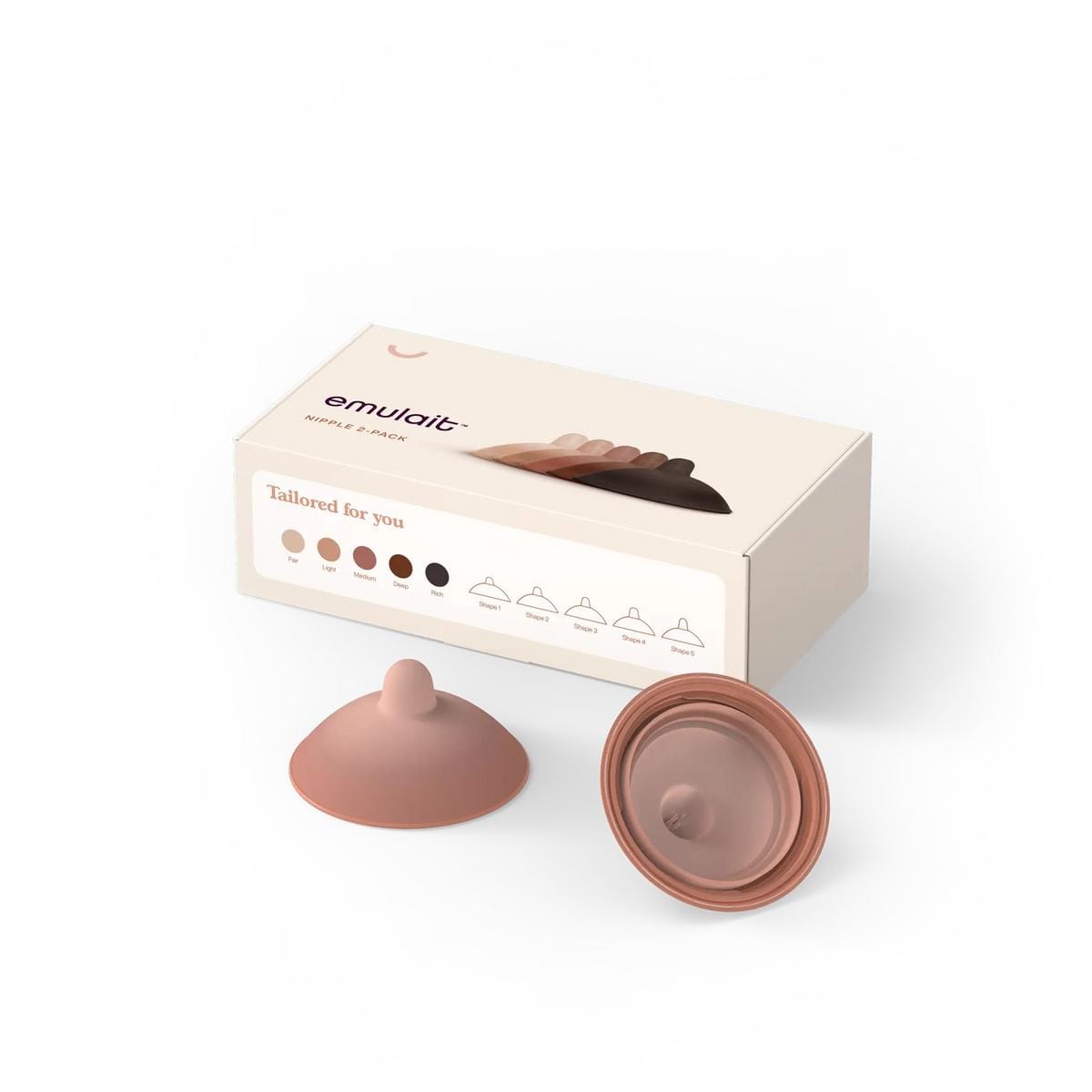 Emulait Nipples, 2 Pack - Nipple Shape 4 / Color Medium - AS-NPL-18-ME