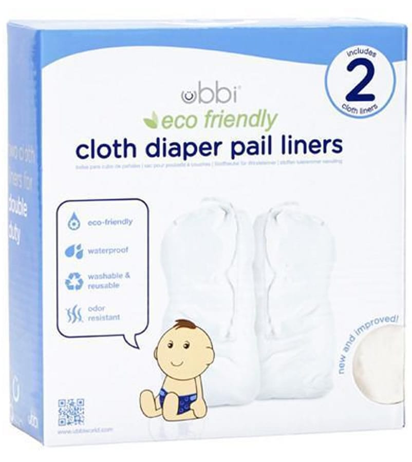 Ubbi Cloth Diaper Pail Liners, 2-Pack - White