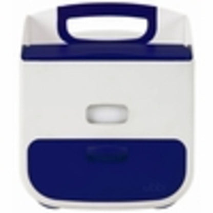 Ubbi white and blue portable diaper caddy with top handle