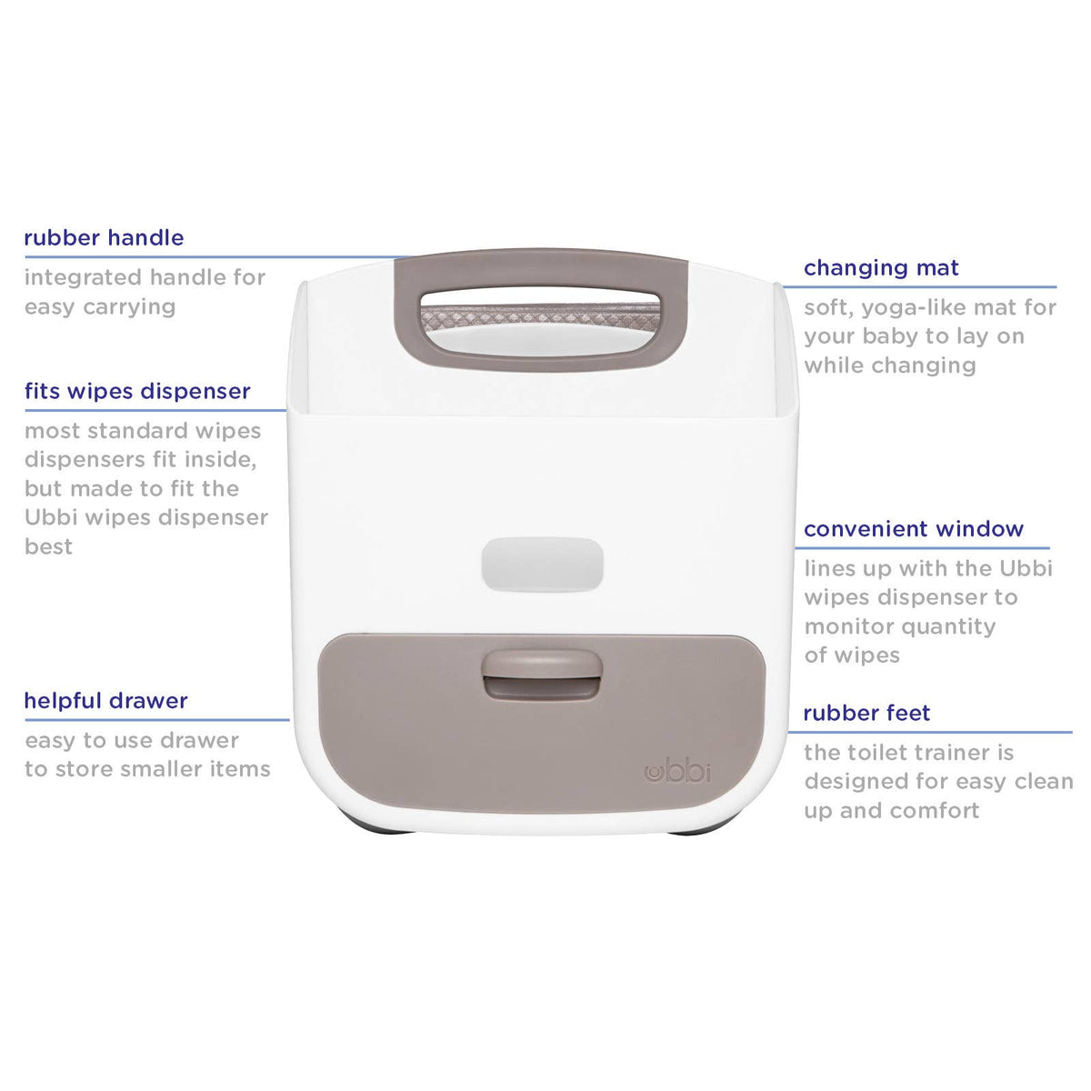 Ubbi Diaper Caddy & Changing Mat - Taupe