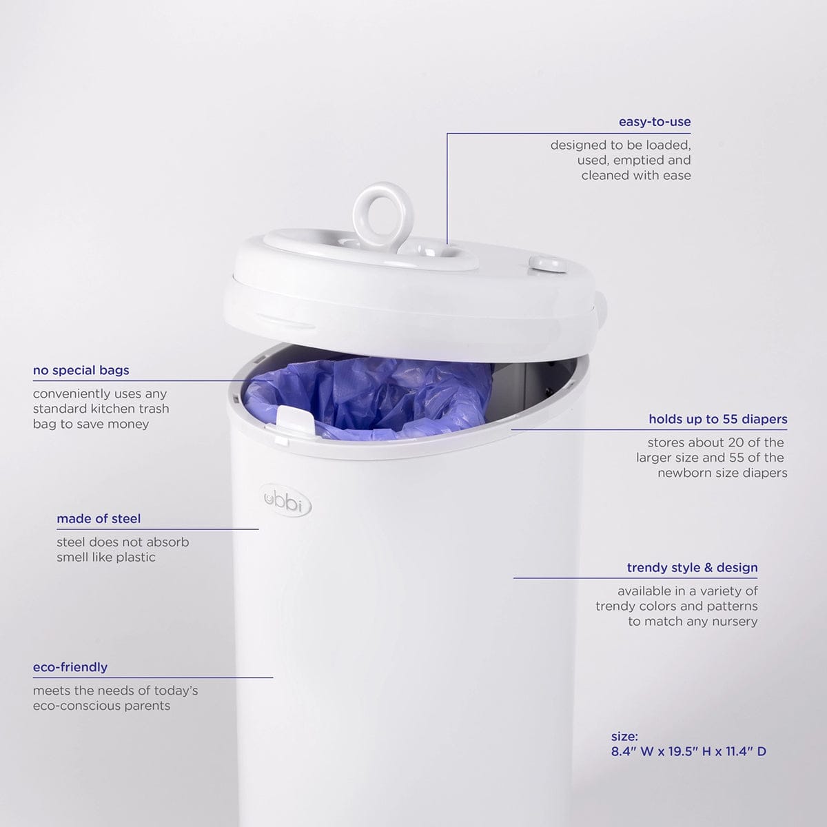 Ubbi Diaper Pail - Slate - 10030