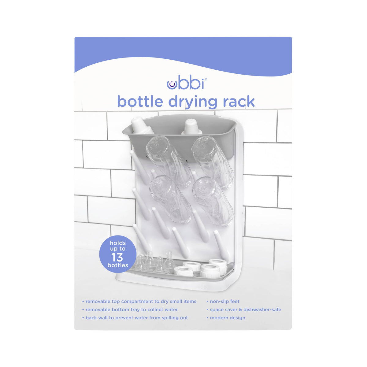 Ubbi Vertical Bottle Drying Rack - Gray