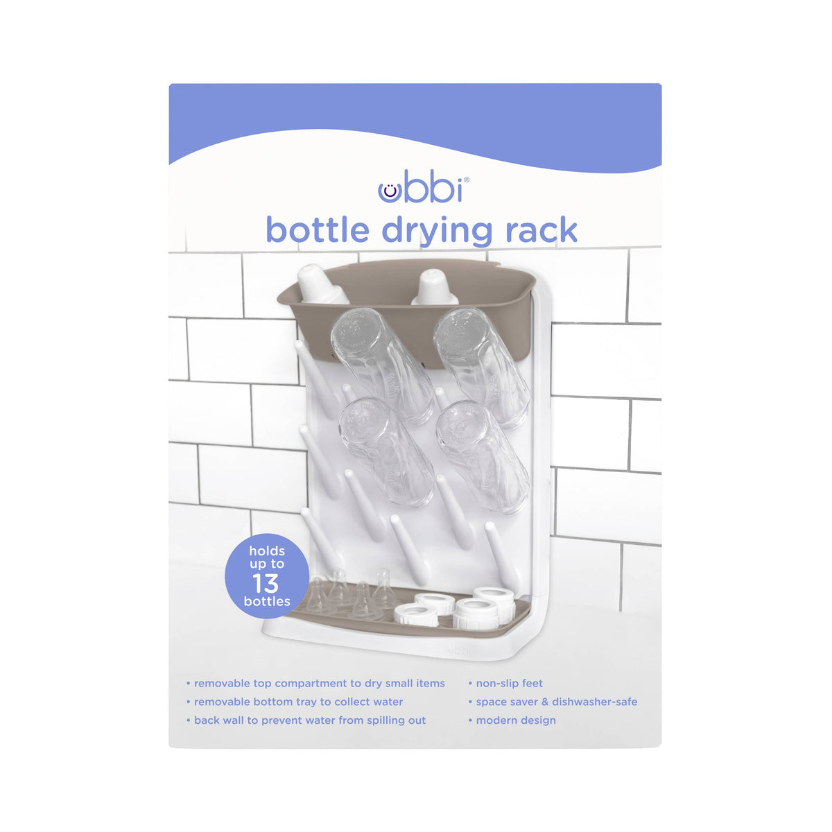 Ubbi Vertical Bottle Drying Rack - Taupe