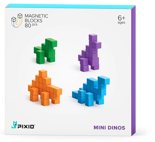 Ukidz PIXIO Mini Dinos - 80 Magnetic Blocks in 4 Colors - 1040101
