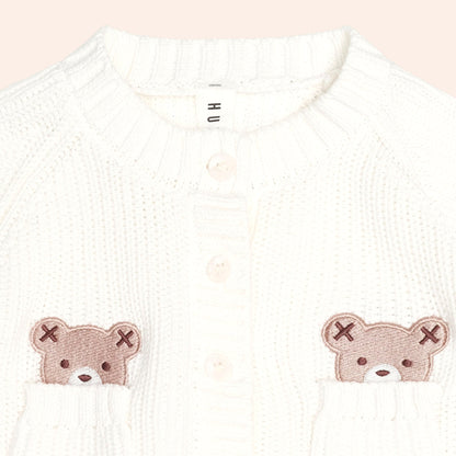 Huxbaby Peekaboo Hux Cardi – Almond Milk, 0-3M