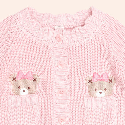 Huxbaby Baby Pink Fisherman Cardi, 0-3M
