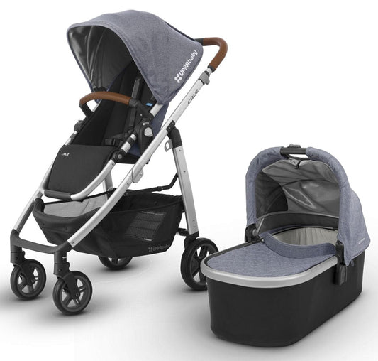 UPPAbaby 2018 CRUZ Stroller & Bassinet - Gregory (Blue Marl/Silver/Saddle Leather)