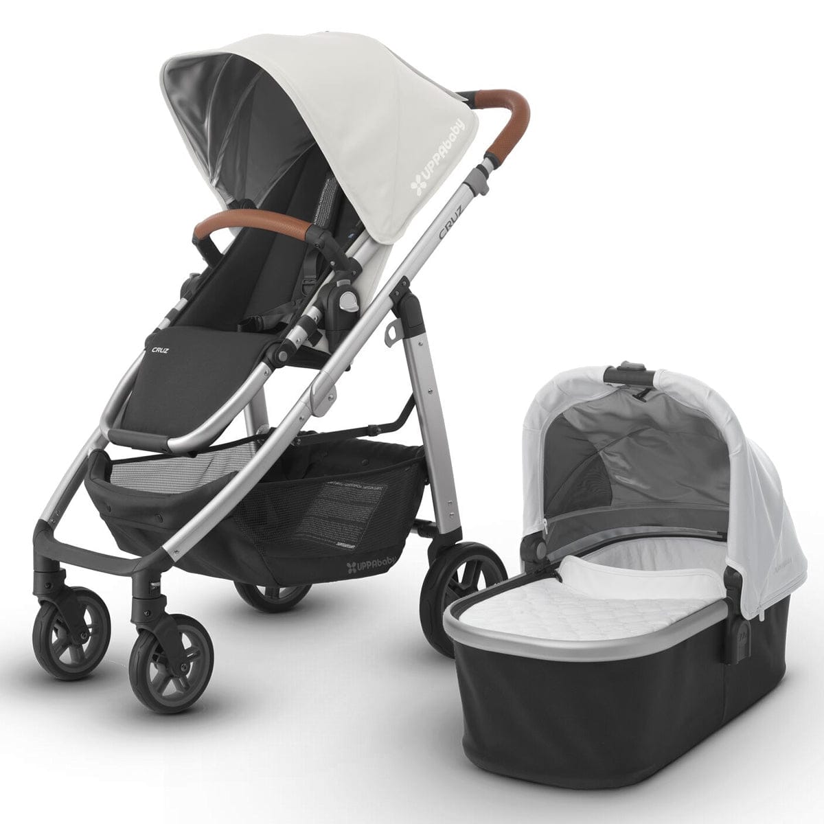 UPPAbaby 2018 / 2019 CRUZ Stroller & Bassinet - Loic (White/Silver/Saddle Leather)