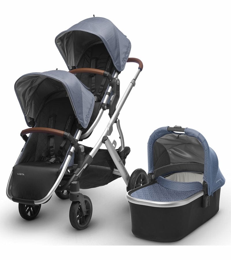 UPPAbaby 2017 Vista Double Stroller - Henry (Blue Marl/Silver/Leather)