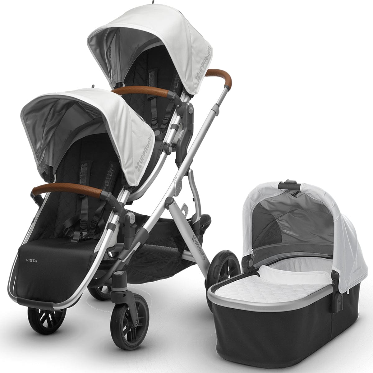 UPPAbaby 2017 Vista Double Stroller - Loic (White/Silver/Leather)