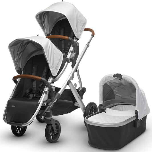 UPPAbaby 2017 Vista Double Stroller - Loic (White/Silver/Leather)