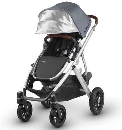 UPPAbaby 2018 / 2019 Vista Stroller - Gregory (Blue Melange/Silver/Saddle Leather) - 0318-VIS-US-GRG