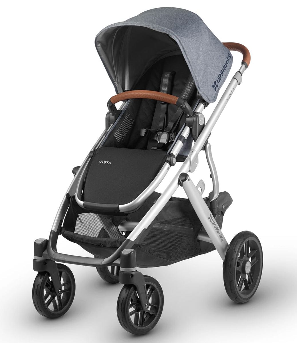 UPPAbaby 2018 / 2019 Vista Stroller - Gregory (Blue Melange/Silver/Saddle Leather) - 0318-VIS-US-GRG