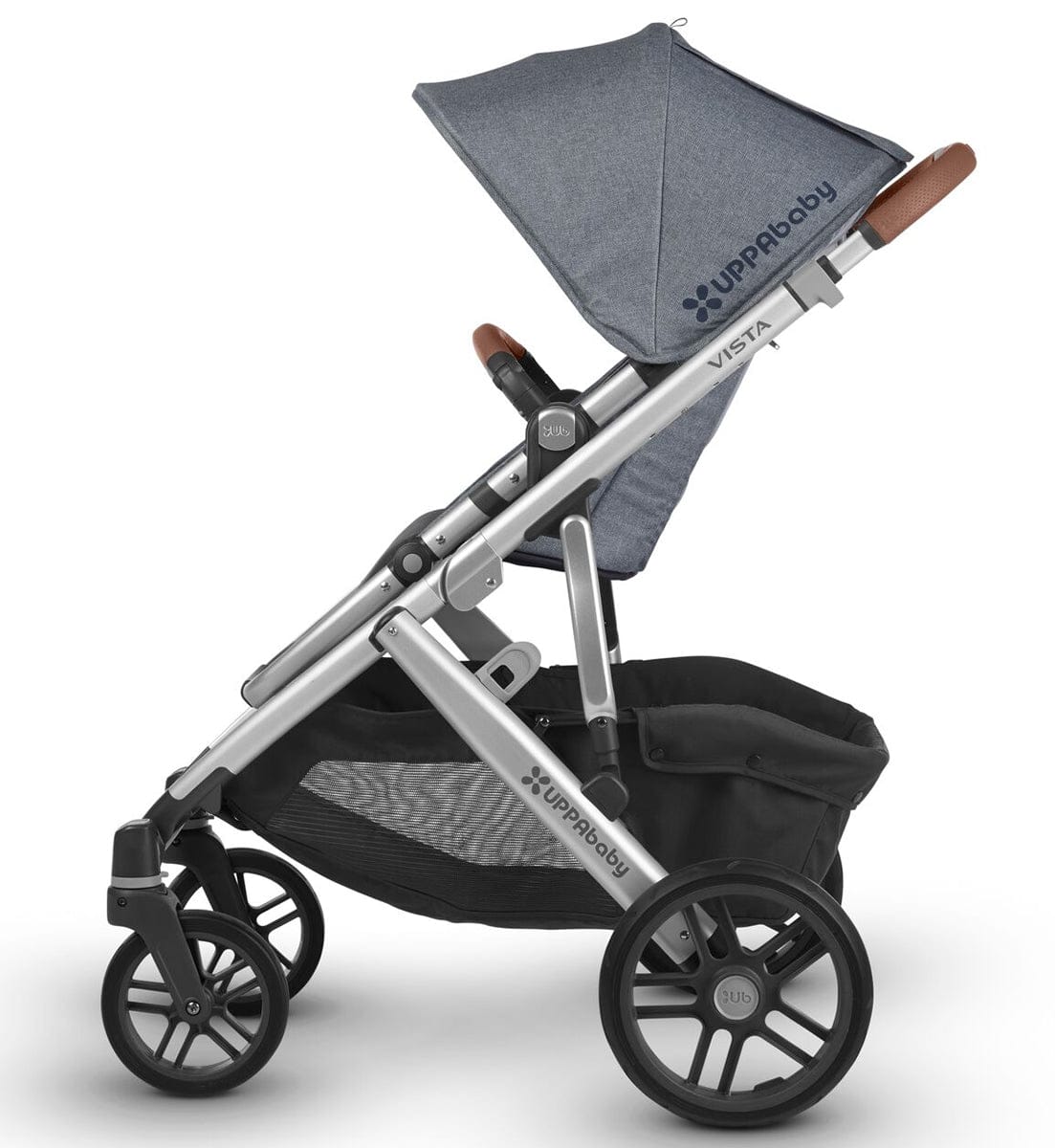 UPPAbaby 2018 / 2019 Vista Stroller - Gregory (Blue Melange/Silver/Saddle Leather) - 0318-VIS-US-GRG