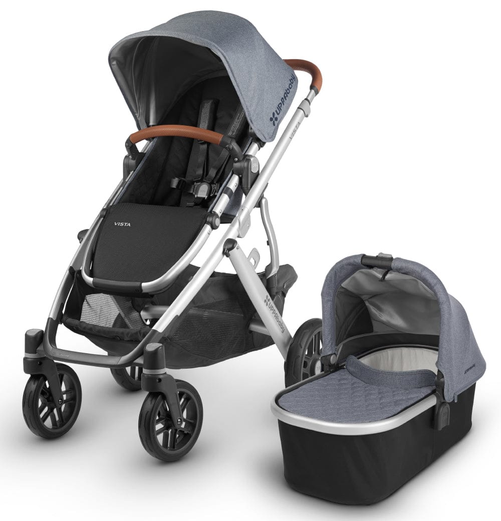 UPPAbaby 2018 / 2019 Vista Stroller - Gregory (Blue Melange/Silver/Saddle Leather) - 0318-VIS-US-GRG