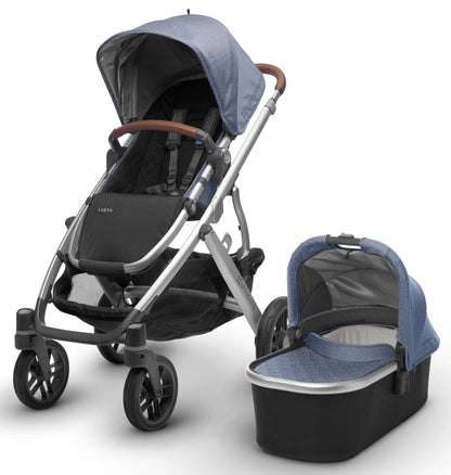 UPPAbaby 2018 / 2019 Vista Stroller - Henry (Blue Marl/Silver/Saddle Leather) - 0318-VIS-US-HEN