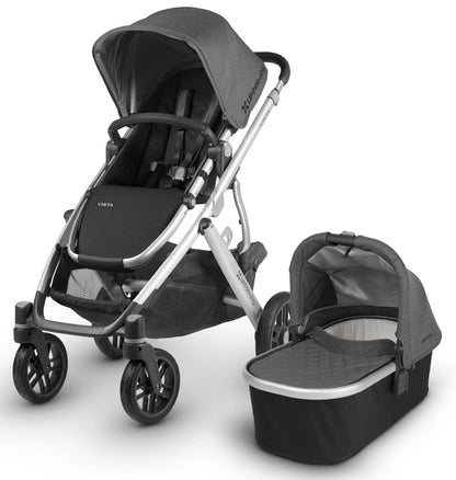 UPPAbaby 2018 / 2019 Vista Stroller - Jordan (Charcoal Melange/Silver/Black Leather) - 0318-VIS-US-JOR