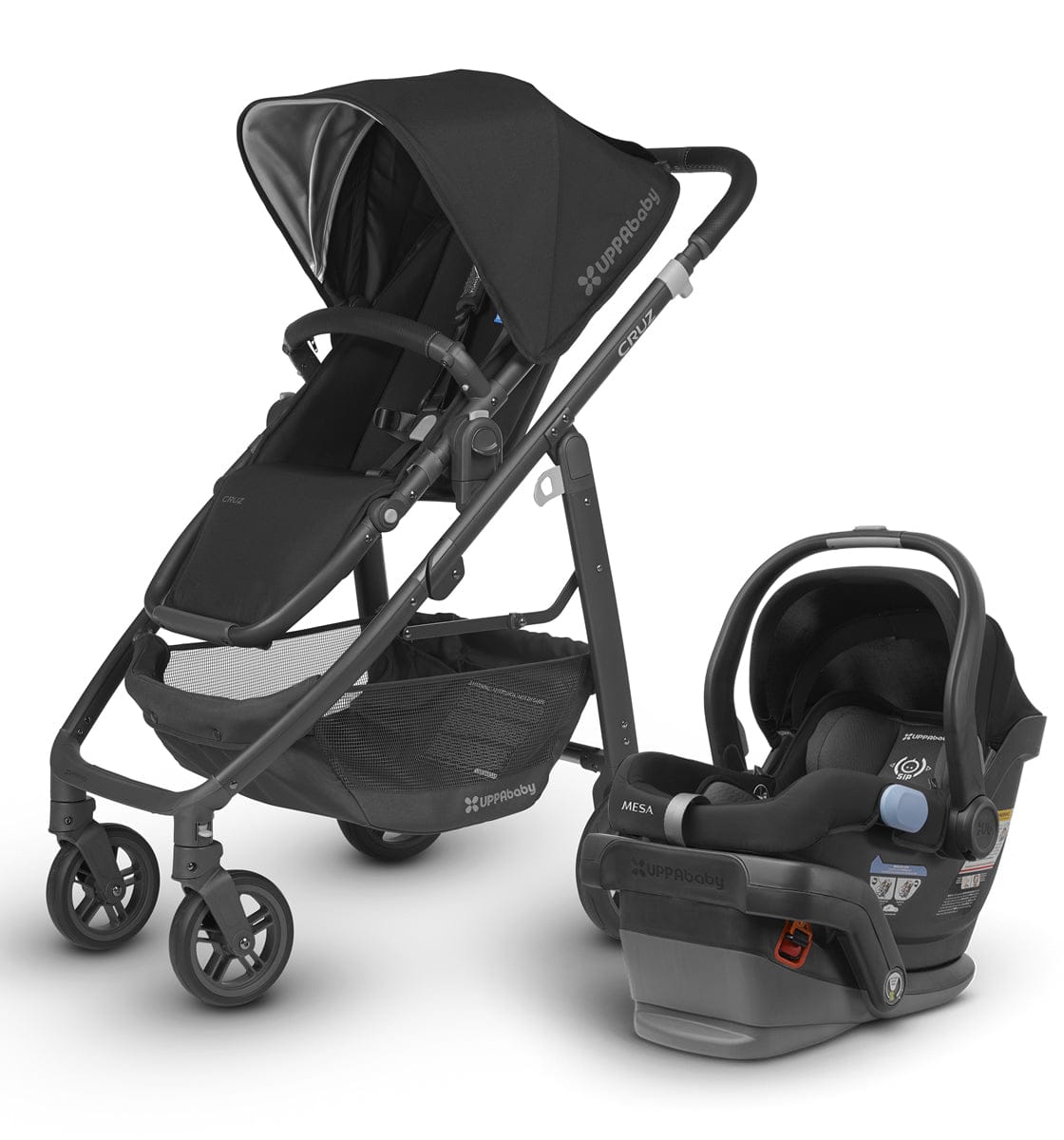 UPPAbaby 2018 Cruz + Mesa Travel System - Jake (Black/Carbon/Black Leather)