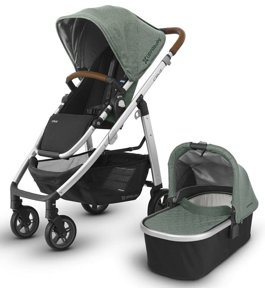 UPPAbaby 2018 Cruz Stroller & Bassinet - Emmett (Green Melange/Silver/Saddle Leather)