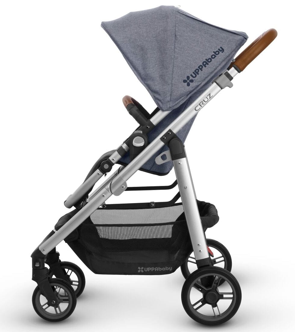 UPPAbaby 2018 Cruz Stroller - Gregory (Blue Melange/Silver/Saddle Leather) - uppababy-cruz-stroller-gregory-blue-melange-silver-saddle-leather