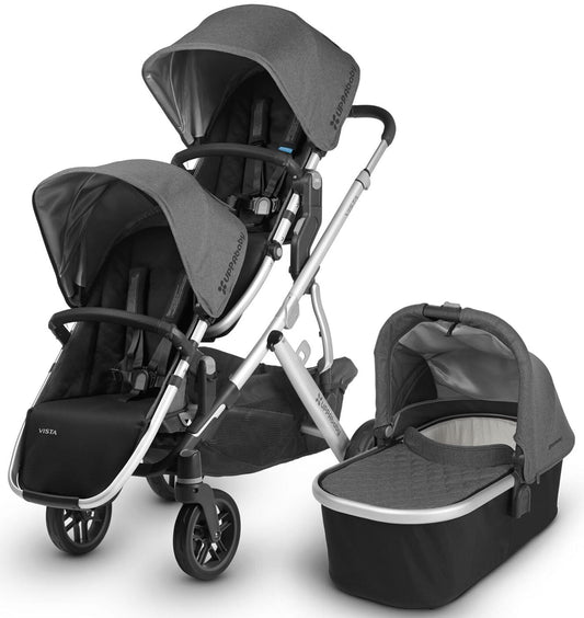 UPPAbaby 2018 / 2019 Vista Double Stroller - Jordan (Charcoal Melange/Silver/Black Leather)