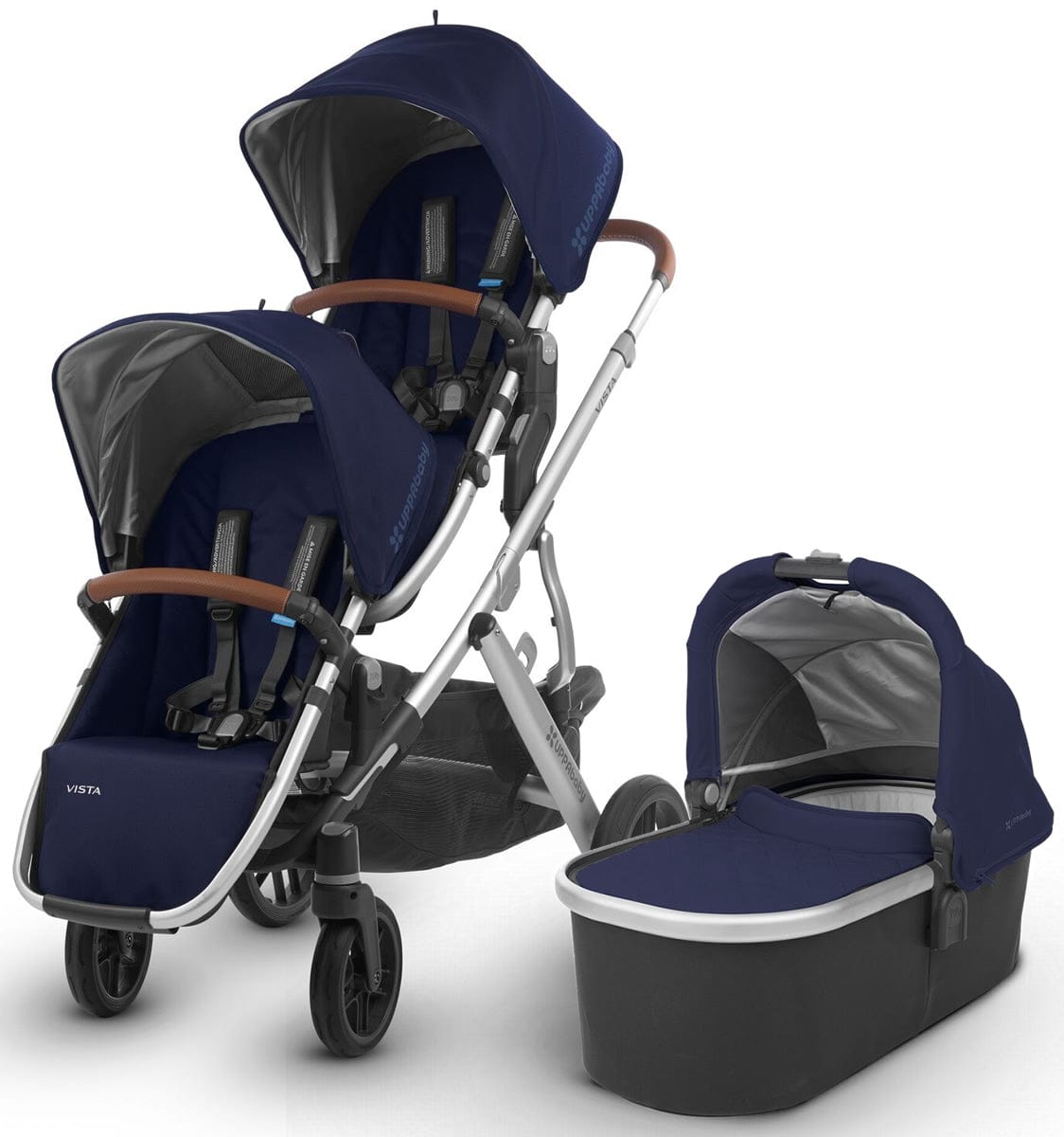 UPPAbaby 2018 Vista Double Stroller - Taylor (Indigo/Silver/Saddle Leather)