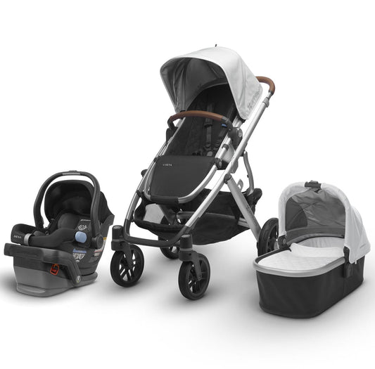 UPPAbaby 2018 / 2019 Vista + Mesa Travel System - Loic (White/Silver/Saddle Leather)