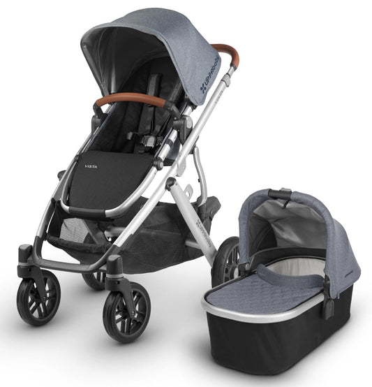UPPAbaby 2018 / 2019 Vista Stroller - Gregory (Blue Melange/Silver/Saddle Leather)