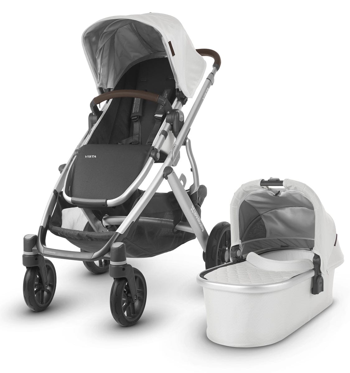 UPPAbaby 2019 VISTA Stroller - Bryce (White Marl/Silver/Chestnut Leather)