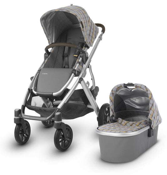 UPPAbaby 2019 VISTA Stroller - Spenser (Grey & Yellow Tartan/Silver/Moss Leather)