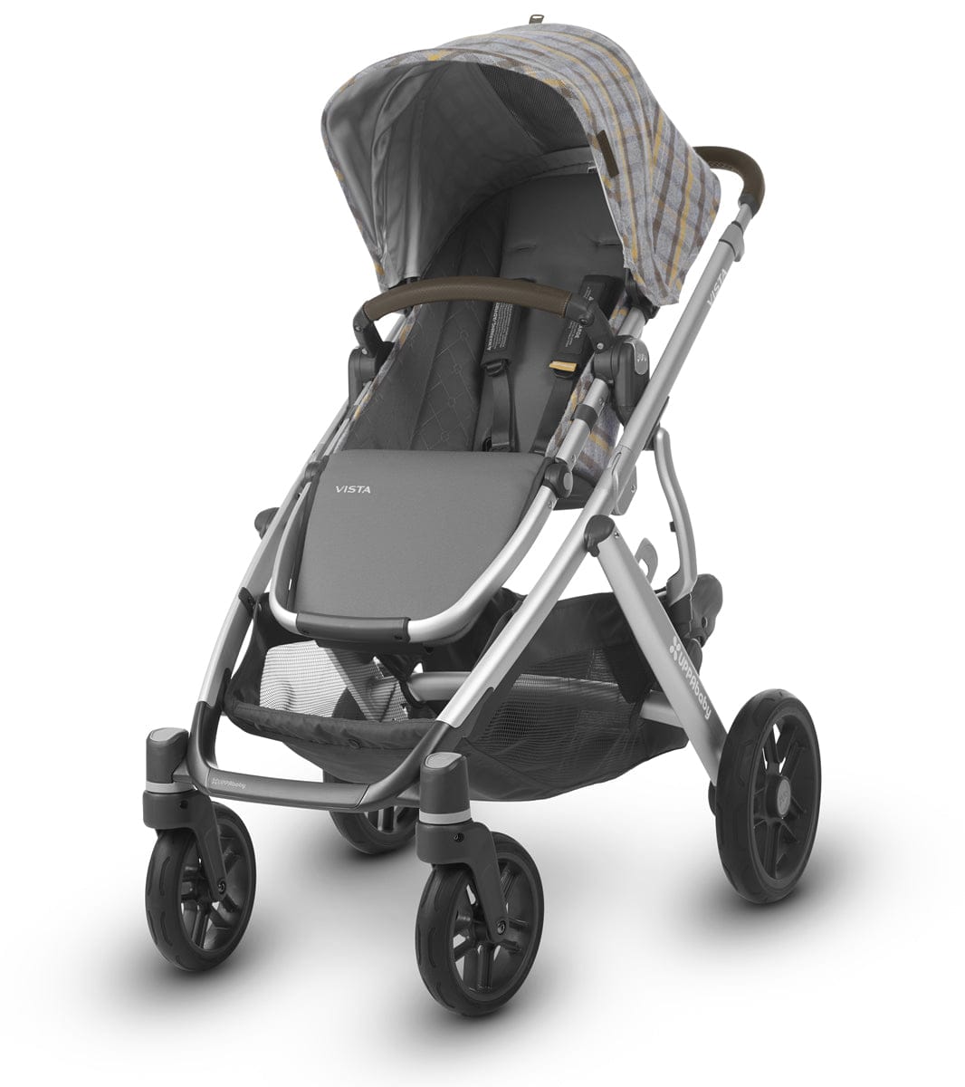 UPPAbaby 2019 VISTA Stroller - Spenser (Grey & Yellow Tartan/Silver/Moss Leather)