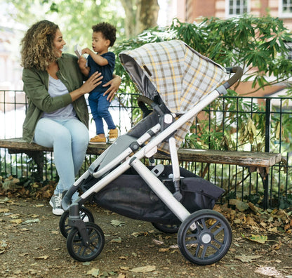 UPPAbaby 2019 VISTA Stroller - Spenser (Grey & Yellow Tartan/Silver/Moss Leather)