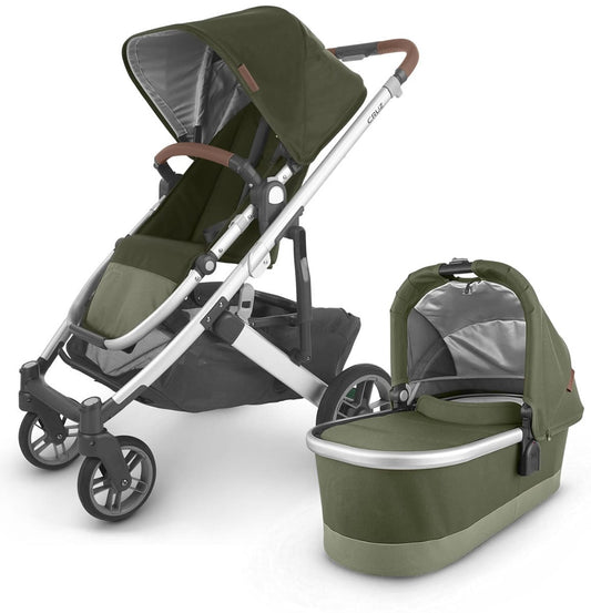 UPPAbaby Cruz V2 Stroller + Bassinet - Hazel (Olive/Silver/Saddle Leather)