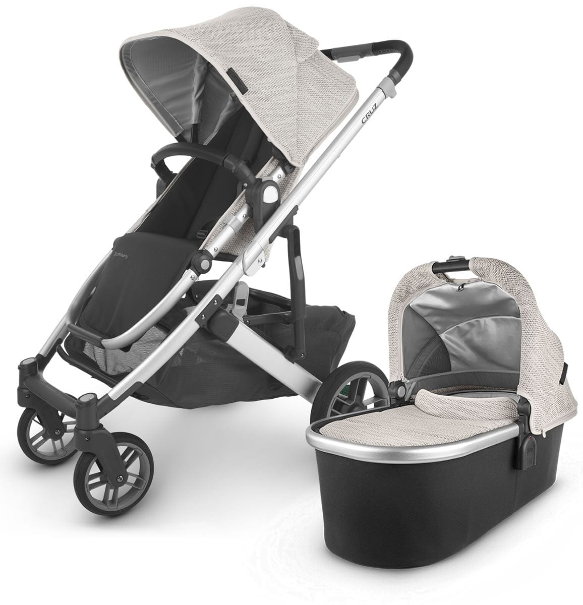 UPPAbaby Cruz V2 Stroller + Bassinet - Sierra (Dune Knit/Silver/Black Leather)