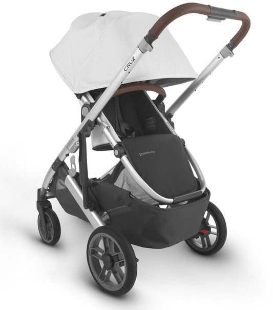 UPPAbaby Cruz V2 Stroller + Bassinet - Bryce (White Marl/Silver/Chestnut Leather)