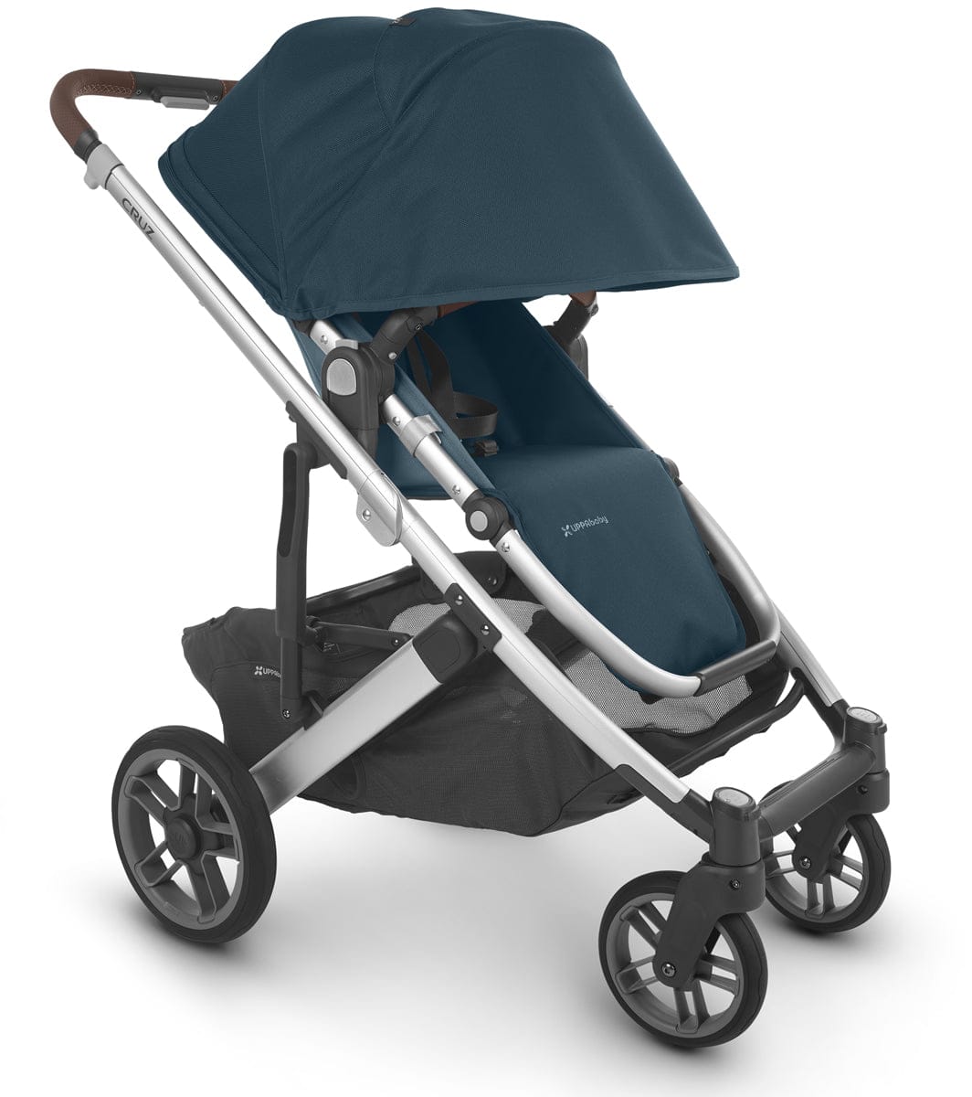 UPPAbaby Cruz V2 Stroller - Finn (Deep Sea/Silver/Chestnut Leather)
