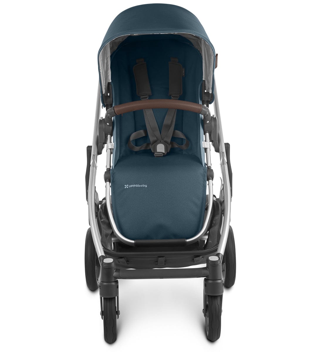 UPPAbaby Cruz V2 Stroller + Bassinet - Finn (Deep Sea/Silver/Chestnut Leather)