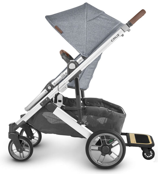 UPPAbaby 2020 Cruz V2 Stroller & Wheel Board - Gregory (Blue Melange/Silver/Saddle Leather) - 0420-CRZ-NA-GRG-WB