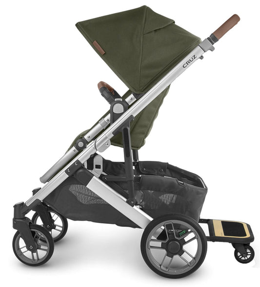 UPPAbaby 2020 Cruz V2 Stroller & Wheel Board - Hazel (Olive/Silver/Saddle Leather) - 0420-CRZ-NA-HZL-WB