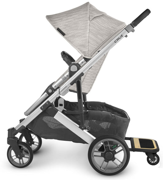UPPAbaby 2020 Cruz V2 Stroller & Wheel Board - Sierra (Dune Knit/Silver/Black Leather) - 0420-CRZ-NA-SRA-WB