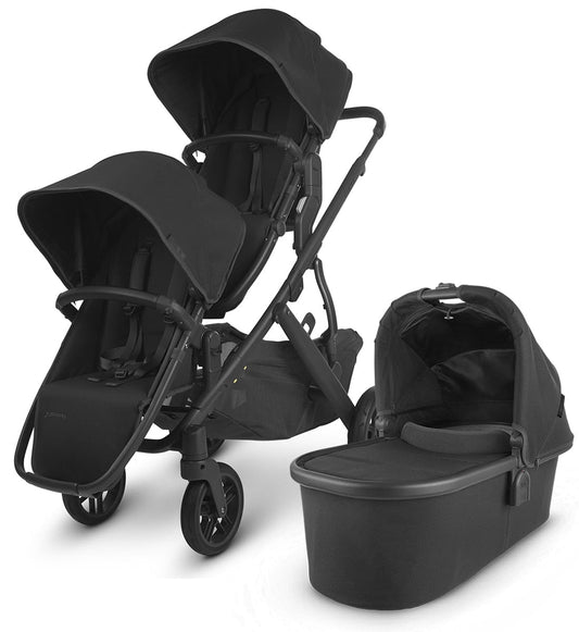 UPPAbaby VISTA V2 Double Stroller Bundle - Jake (Black/Carbon/Black Leather)